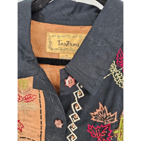 Tantrums Multicolored Floral Embroidered Sequin Vintage Denim Jacket Size M - Picture 3 of 5